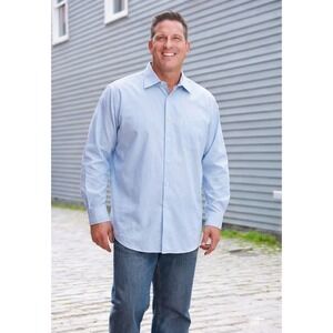 Hugo Boss Men's Fitted Dress Shirt Light Blue Striped Spread Collar 16.5 34/35 L